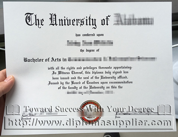 The University of Alabama degree, The University of Alabama certificate