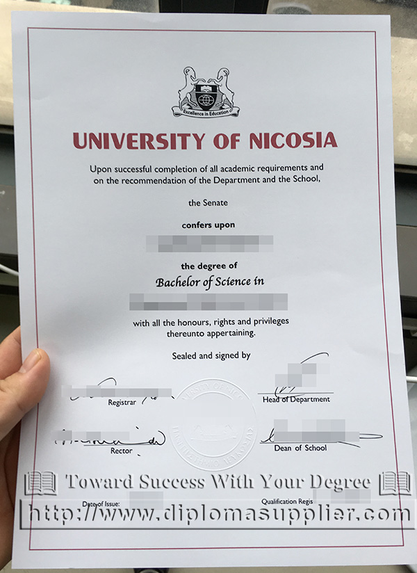 University of Nicosia degree, University of Nicosia certificate