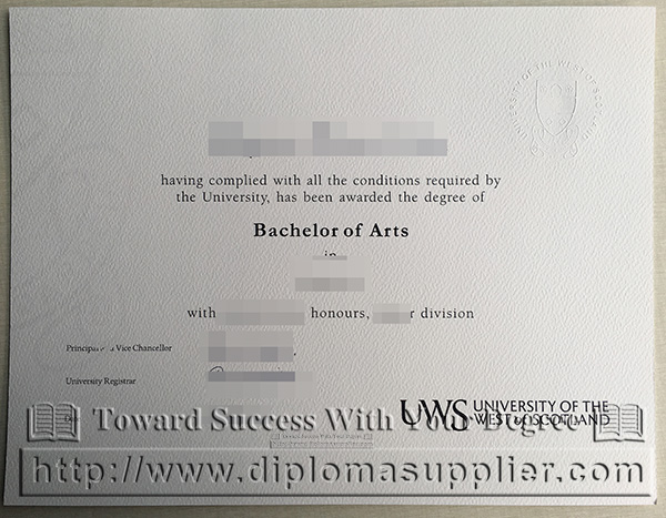 University of the West of Scotland (UWS) degree, UWS diploma