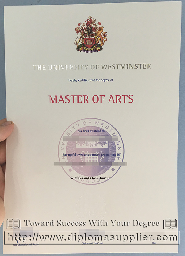 University of Westminster degree, University of Westminster certificate