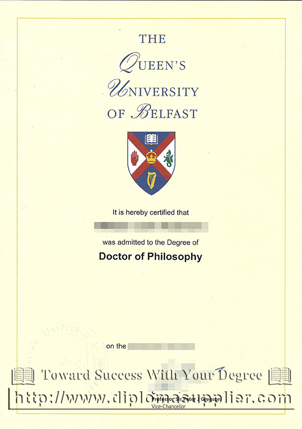 Queen's University Belfast PhD degree certificate