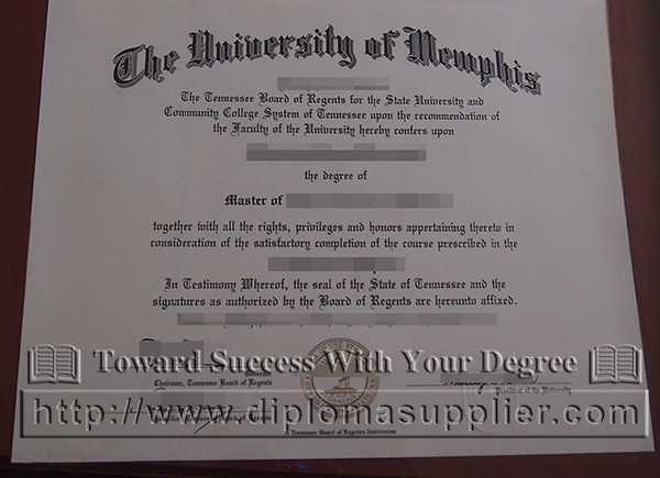 University of Memphis degree certificate