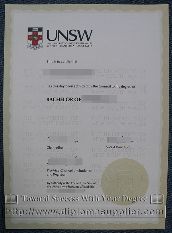 University of New South Wales/UNSW degree certificate