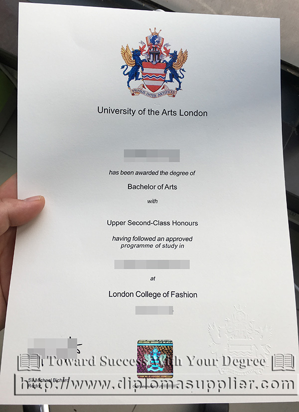 University of the Arts London degree certificate, UAL diploma