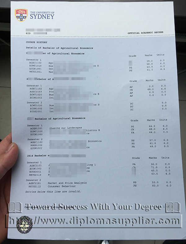 The University of Sydney transcript