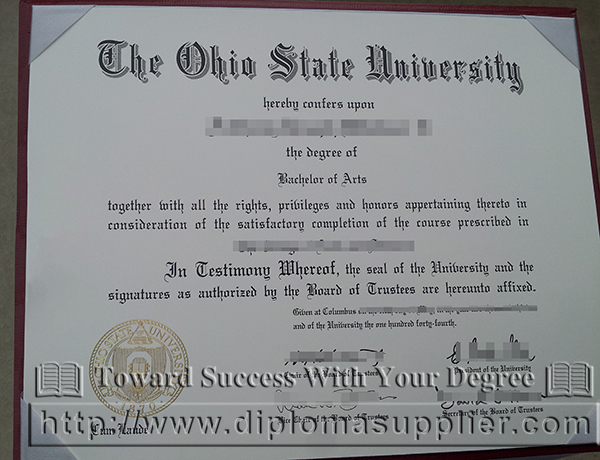 The Ohio State University degree certificate