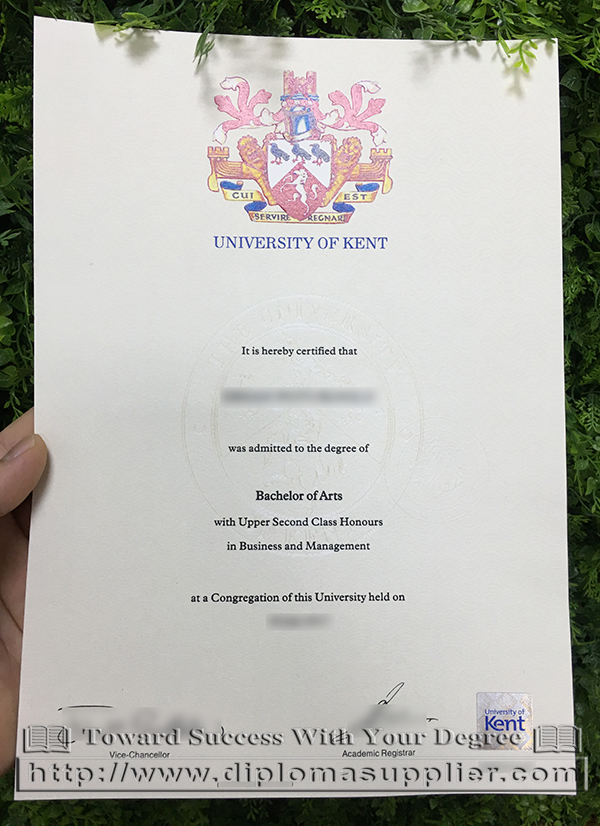 University of Kent Bachelor of Arts degree certificate