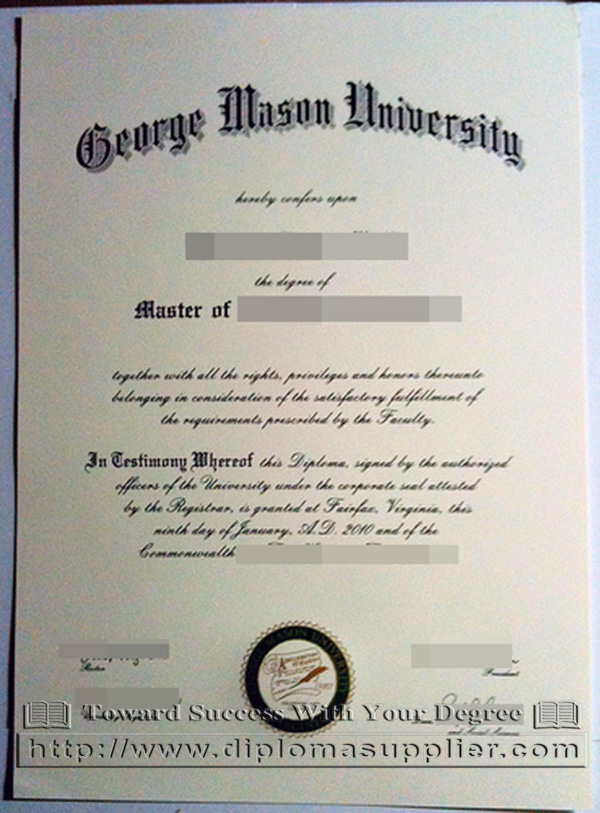 George Mason University master degree, GMU diploma, GMU certificate