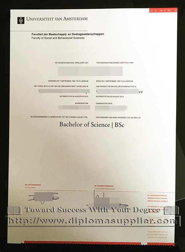 University of Amsterdam degree, University of Amsterdam diploma, Universiteit van Amsterdam diploma