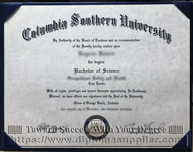 Columbia Southern University degree sample, Columbia Southern University diploma, CSU degree, CSU diploma