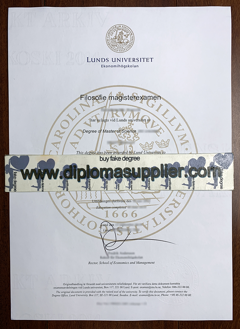 Fake Lunds Universitet Degree Certificate